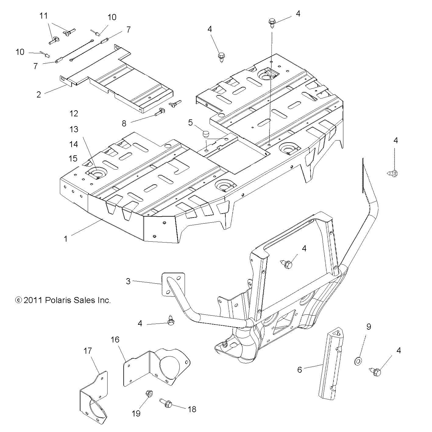 Polaris ATV Extruded Bumper, Short, Genuine OEM Part 5412446, Qty 1
