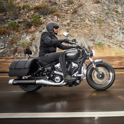 Indian Motorcycle Saddle Bags for Specific Scout Models, Touring Waterproof Black Vinyl Motorcycle Hard Saddlebags, Powersports Saddle Bags for Motorcycle Storage, 1 Pair - 2890257-VBA