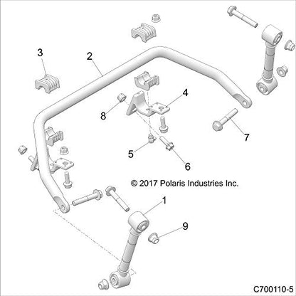 Polaris RZR Stabilizer Bar, Genuine OEM Part 5340606, Qty 1