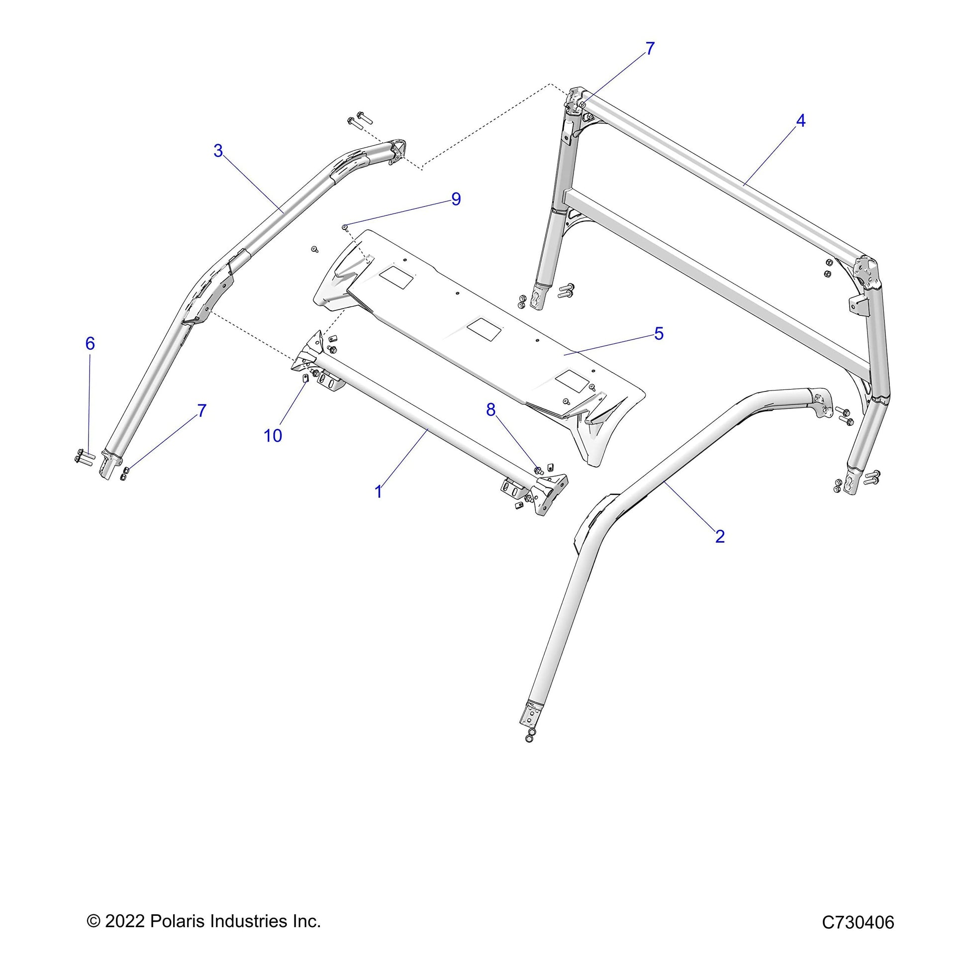 Polaris Ranger WELD-ROPS,FRONT,RH,BLK [FROM 1/1/2020], Genuine OEM Part 1025074-458, Qty 1