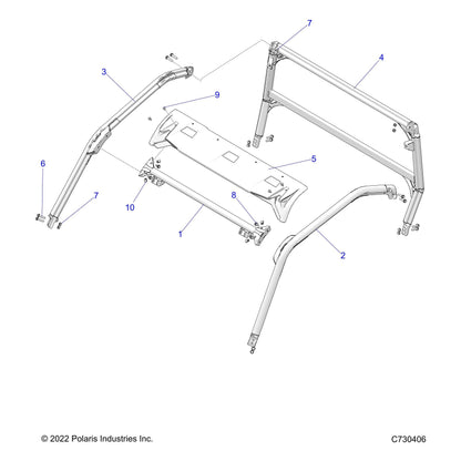 Polaris Ranger WELD-ROPS,FRONT,RH,BLK [FROM 1/1/2020], Genuine OEM Part 1025074-458, Qty 1