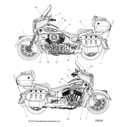 Indian Motorcycle Speedform Badge, Right, Genuine OEM Part 5633341, Qty 1