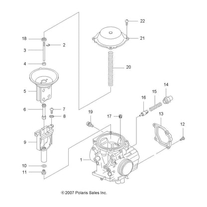 Polaris ATV Carburetor Assembly, Genuine OEM Part 3131590, Qty 1