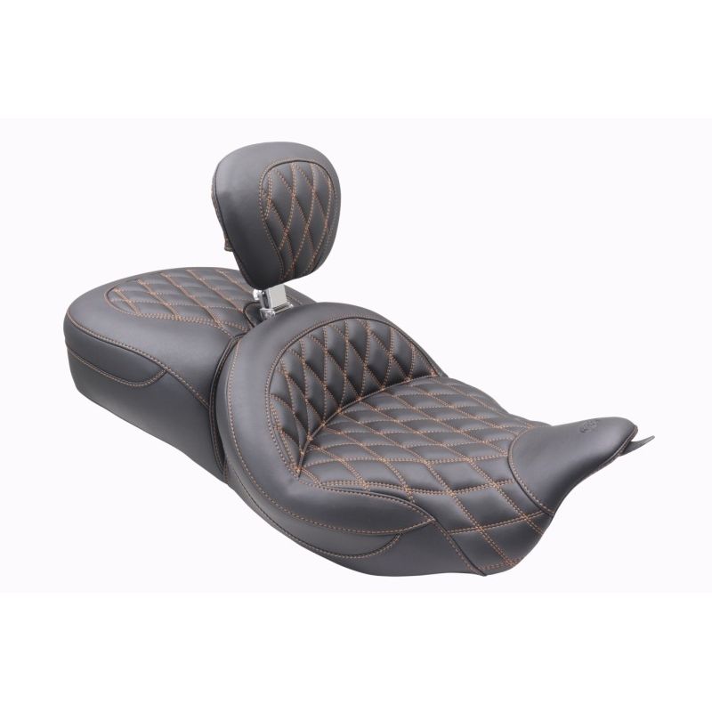 Mustang 08-25 Harley FL Touring Rd King Sp, Rd Glide Ltd, Dble Diamond ST Backrest - Black/MO