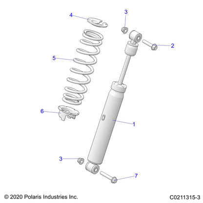 Polaris ATV Shock, Rear, 510.4 mm, Genuine OEM Part 7043463, Qty 1