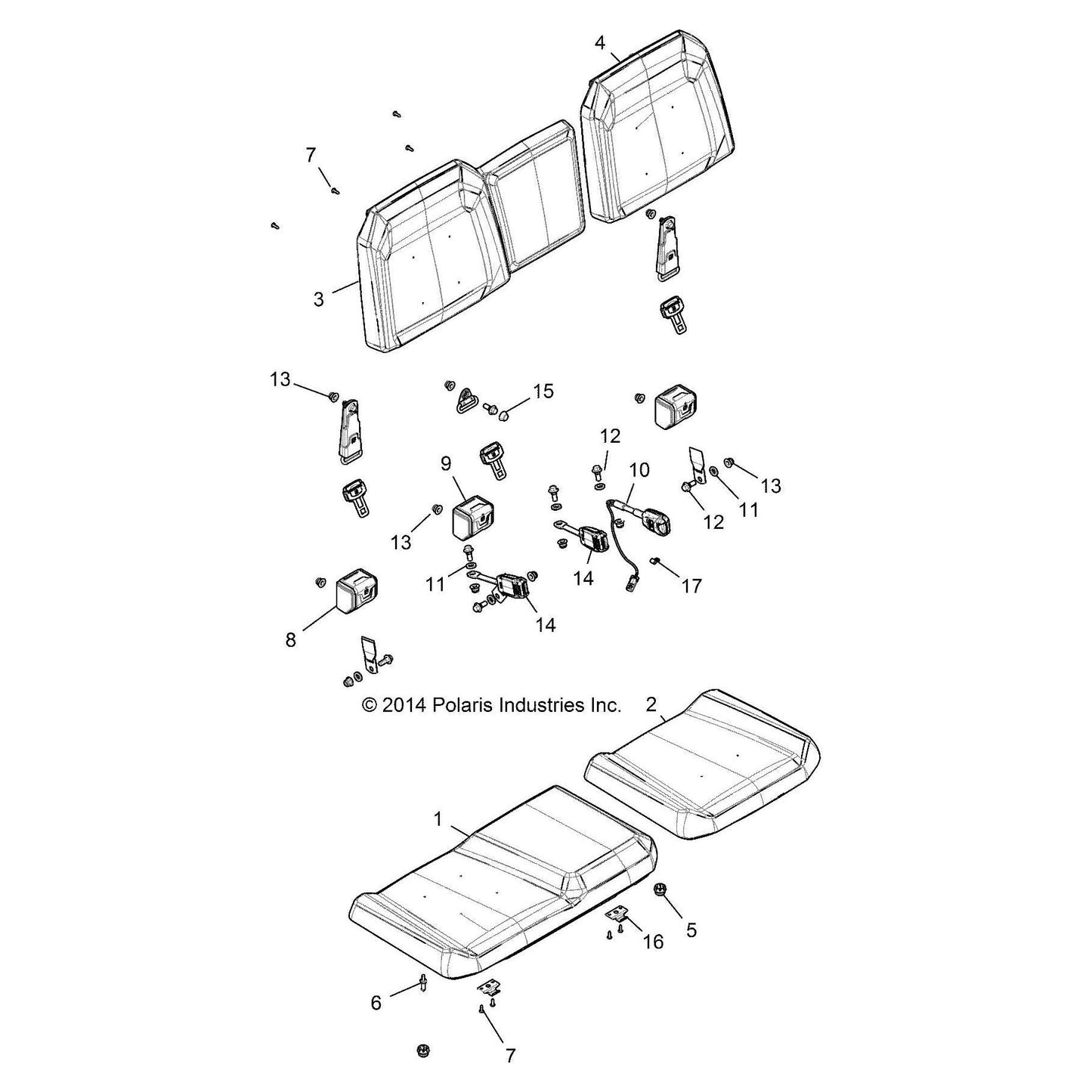 Polaris Ranger Seat Bottom Assembly, 40, Black/Dark Marc., Genuine OEM Part 2688014, Qty 1