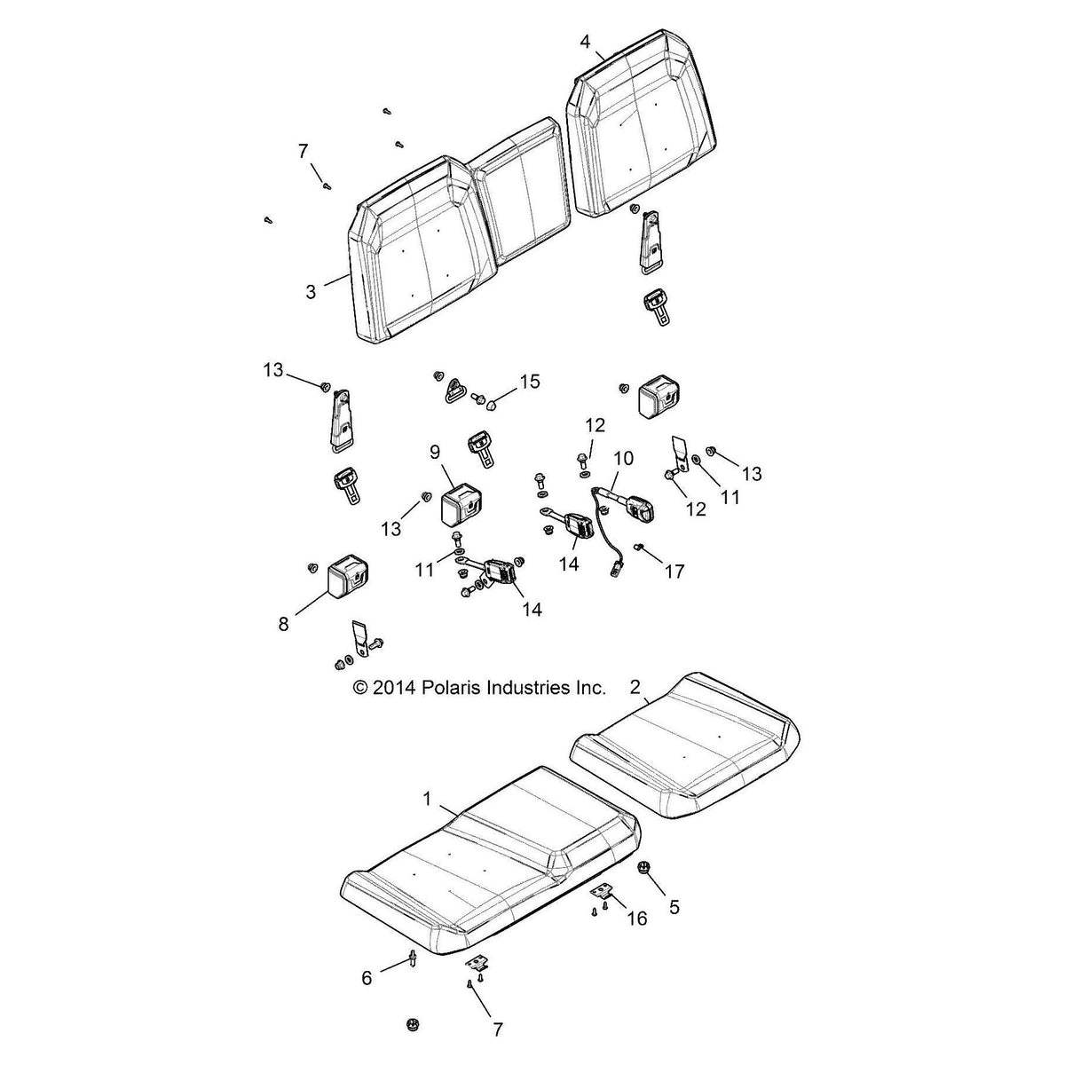 Polaris Ranger Seat Bottom Assembly, 40, Black/Dark Marc., Genuine OEM Part 2688014, Qty 1