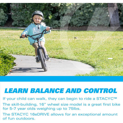 STACYC Brushless 16eDRIVE Electric Balance Bike for Kids Ages 5-7 Years Old