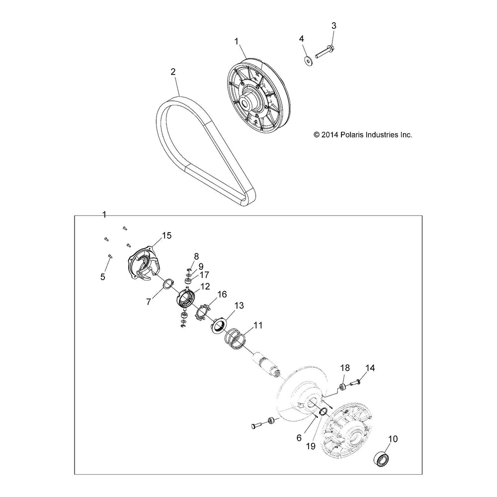 
                      
                        Polaris RZR Driven Clutch Assembly, Genuine OEM Part 1323247, Qty 1
                      
                    