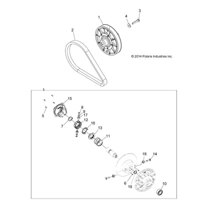 Polaris RZR Driven Clutch Assembly, Genuine OEM Part 1323247, Qty 1