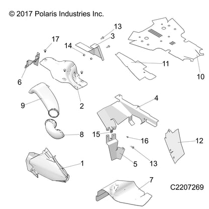 Polaris ATV Side Panel Heat Shield, Genuine OEM Part 5264700, Qty 1
