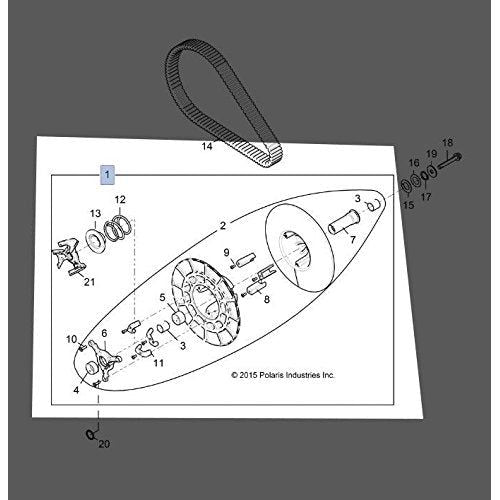Polaris RZR HD Driven Clutch Assembly, Genuine OEM Part 1323266, Qty 1
