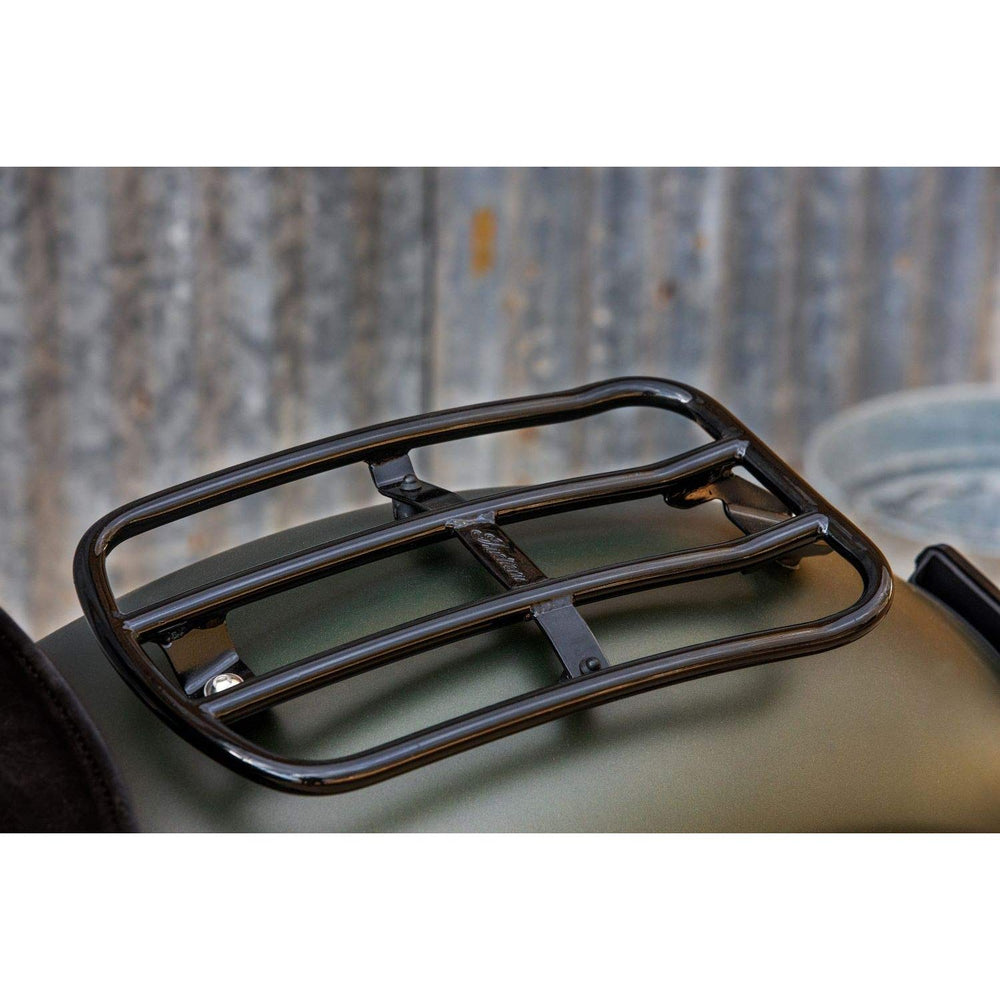 
                      
                        Indian Motorcycle Solo Rack for Chief, Luggage Storage Rack Supports Up to 7 Pounds, Tie-Down or Cargo Net Compatible, Rear Fender Mounted, includes Hardware, for Day Trips or Commuting - 2884672
                      
                    
