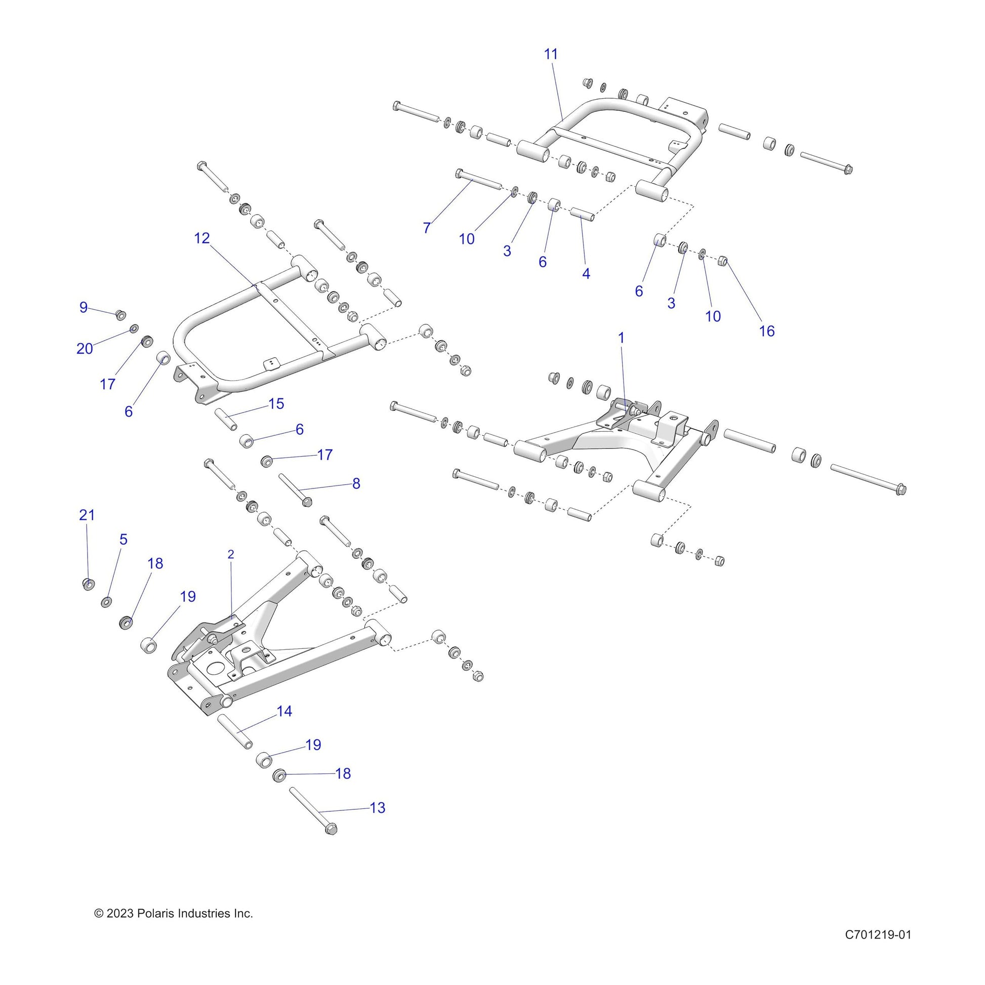 Polaris Ranger Control Arm Weld, Rear, Lower, Right, Matte Black, Genuine OEM Part 1023546-458, Qty 1