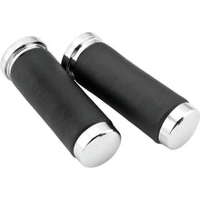Bikers Choice Chrome & Leather 1 Inch Grips Universal Pr