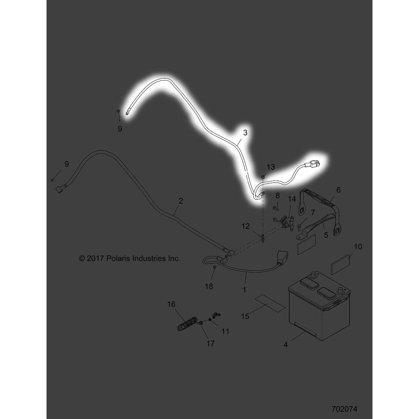 Polaris RZR Ground Cable, Genuine OEM Part 4015498, Qty 1