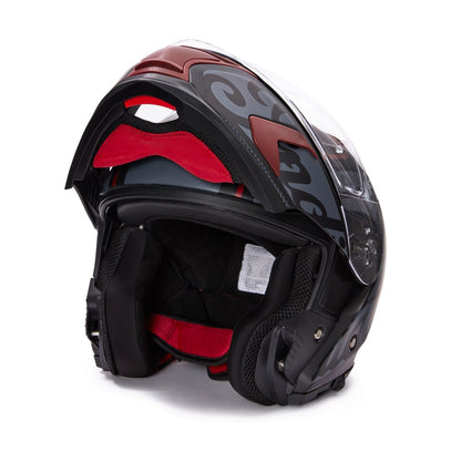 Indian Motorcycle Full Face Modular Helmet with Flip Up Dual Sunvisor for Adults, Matte Black, Bluetooth Compatible, Quick Release Strap, DOT Approved Helmet, for Men and Women, XS - 286089501
