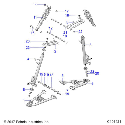 Polaris Ranger Shock Assembly, Front, Genuine OEM Part 7045180, Qty 1