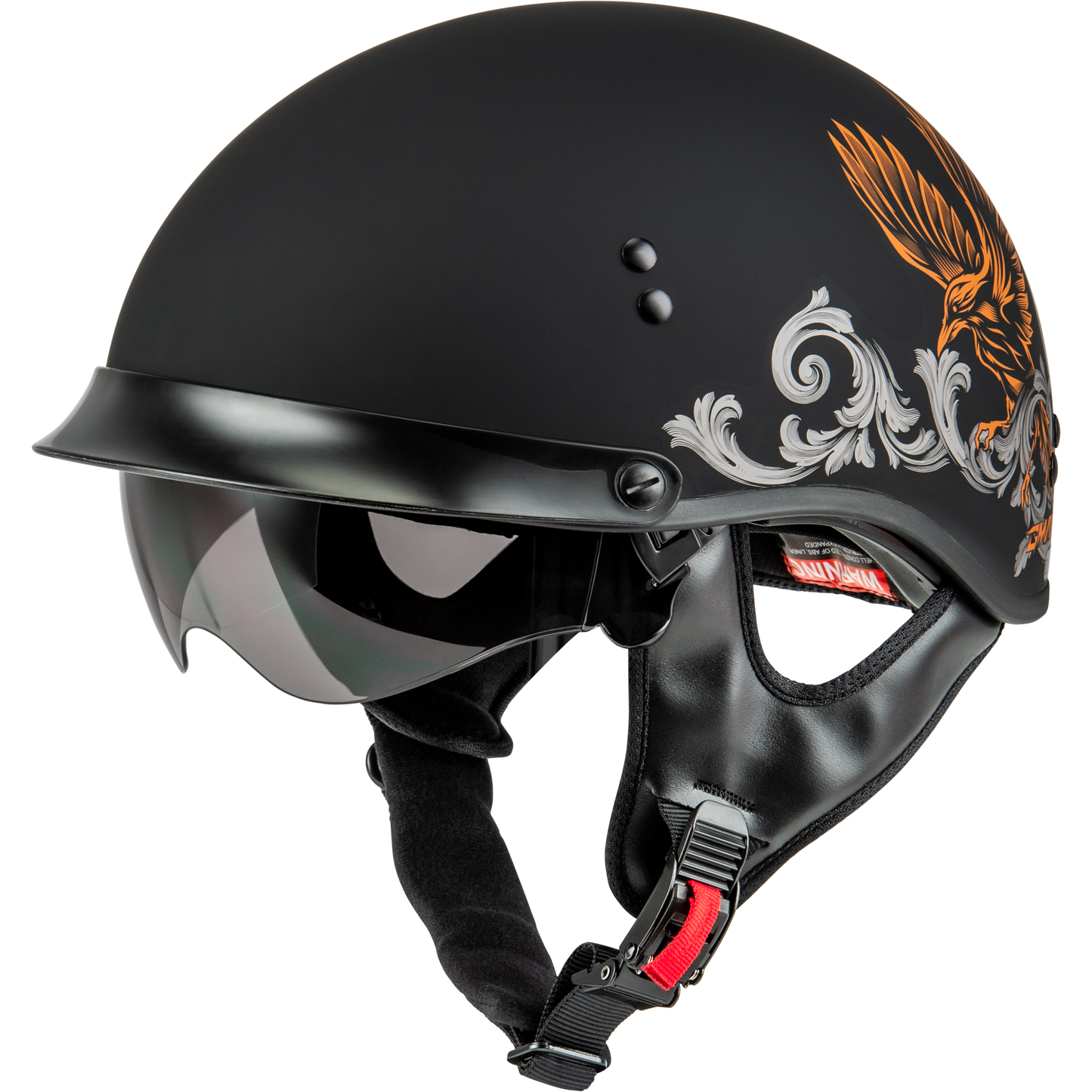 Hh 65 Corvus Helmet W/Peak Matte Black/Silver/Orange Lg