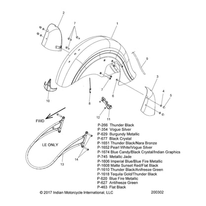 Indian Motorcycle BUMPER-FRONT, CHROME [LE ONLY], Genuine OEM Part 1019631-156, Qty 1
