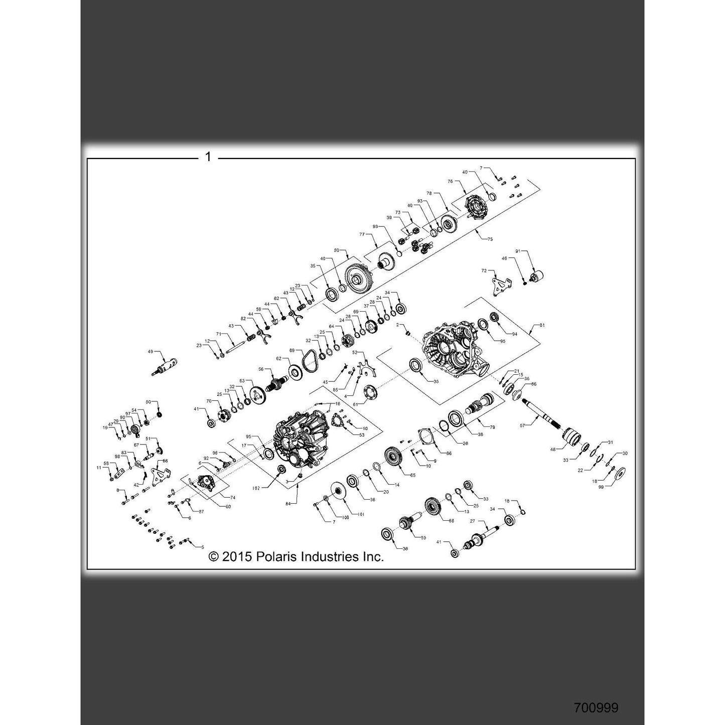Polaris Ranger Gearcase Assembly, Genuine OEM Part 1333527, Qty 1