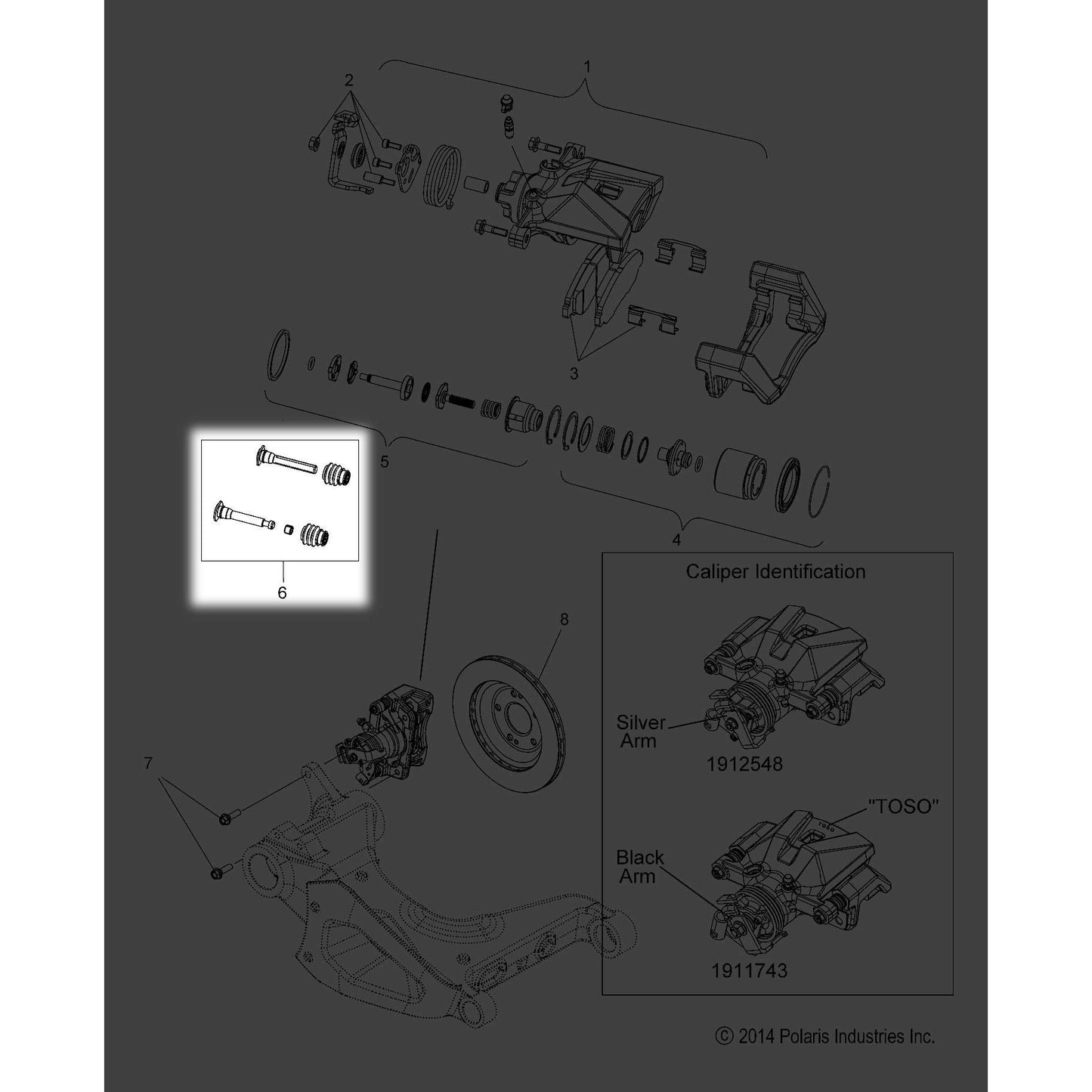 Polaris Slingshot KIT, PIN, CALIPER [1911743 CALIPER ONLY], Genuine OEM Part 2207304, Qty 1