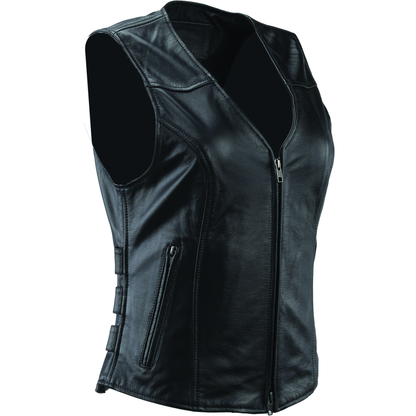 Kuryakyn Leather By River Road Plains Leather Vest Black Womens - Small