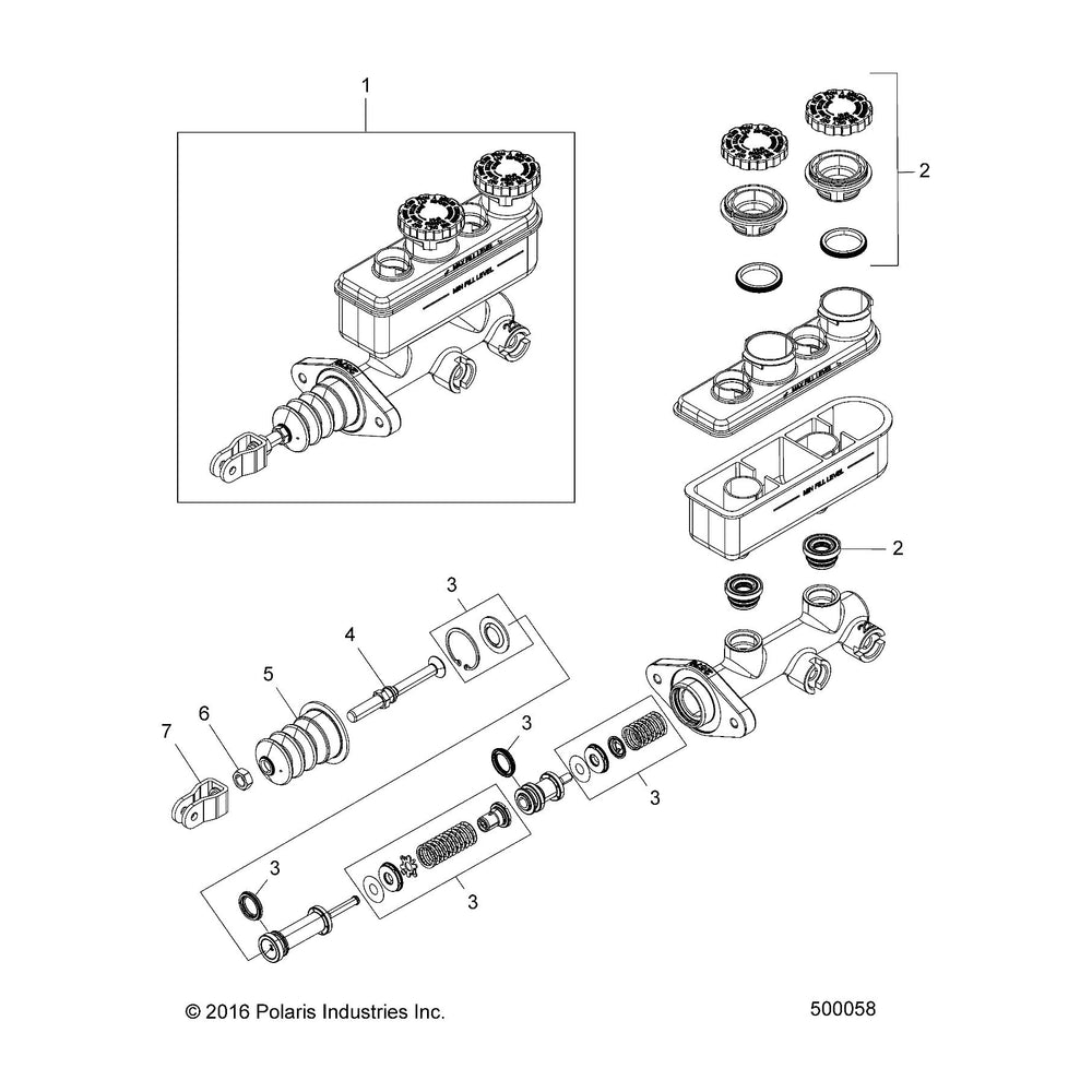 
                      
                        Polaris Slingshot Master Cylinder Assembly, 22 mm, Dual Cap, Genuine OEM Part 1912549, Qty 1
                      
                    