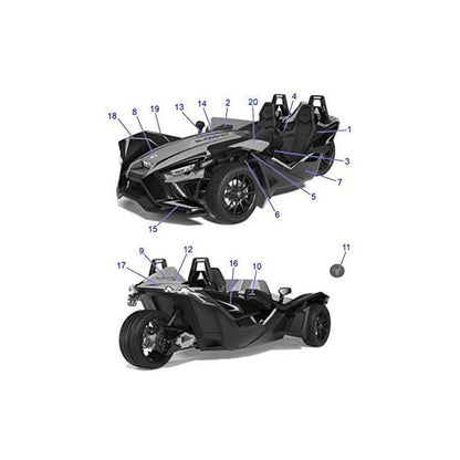 Polaris Slingshot DECAL-Hood,STRIP,RH,BLACK, Genuine OEM Part 7187348, Qty 1