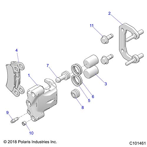 Polaris ATV Brake Caliper Assembly, Right, WL, DB, Genuine OEM Part 1913275, Qty 1
