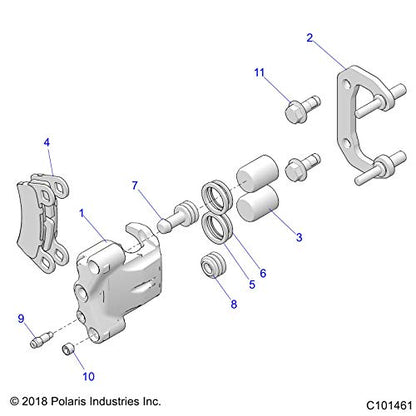 Polaris ATV Brake Caliper Assembly, Right, WL, DB, Genuine OEM Part 1913275, Qty 1