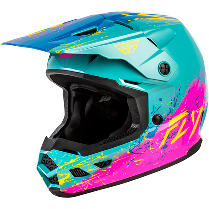 Youth Kinetic Drip Helmet Turquoise/Pink/Yellow Yl