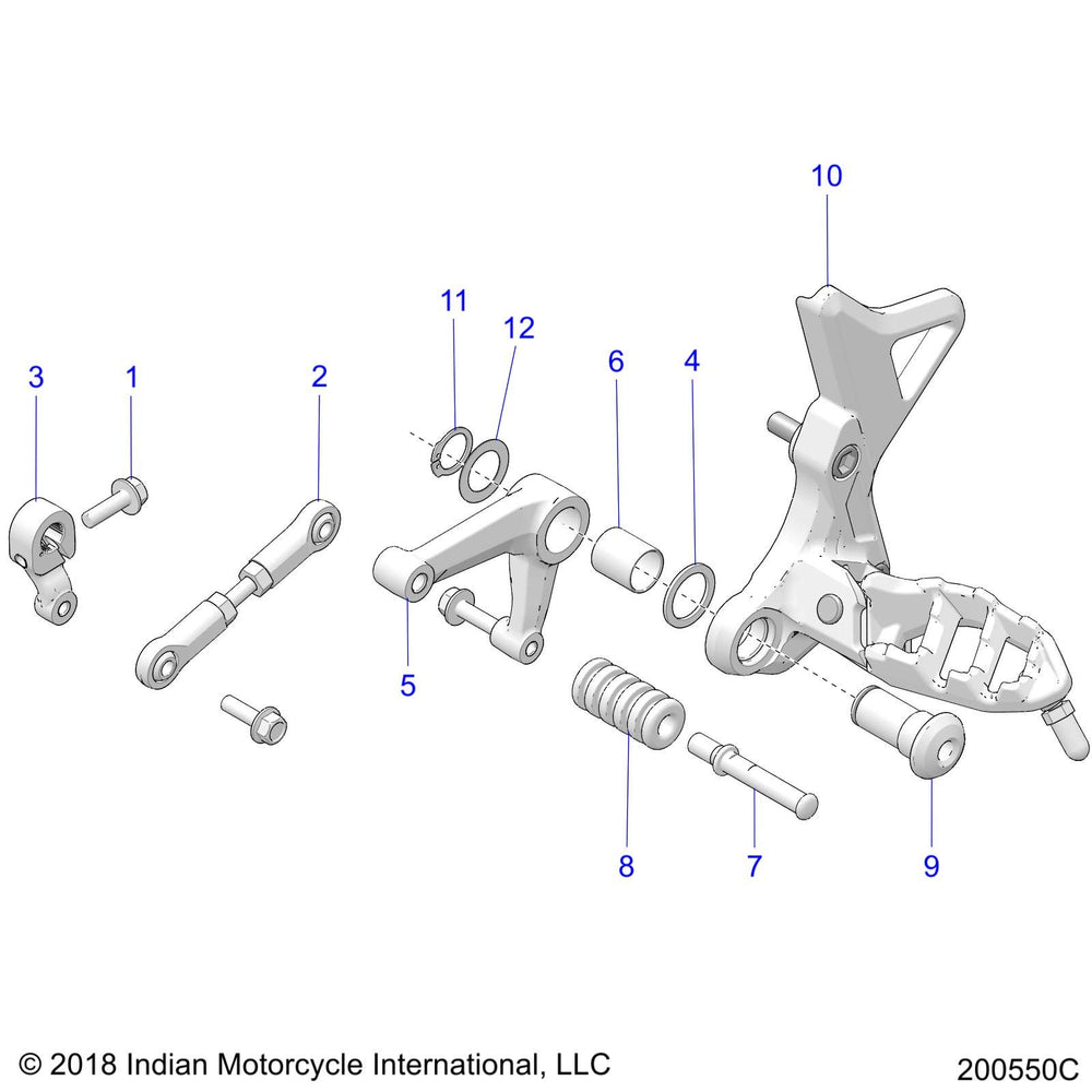 
                      
                        Indian Motorcycle Peg Assembly, Foot, Left, Black, Genuine OEM Part 1025269-458, Qty 1
                      
                    
