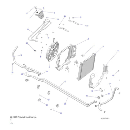 Polaris Ranger HVAC Core Radiator Assembly, Genuine OEM Part 1241164, Qty 1
