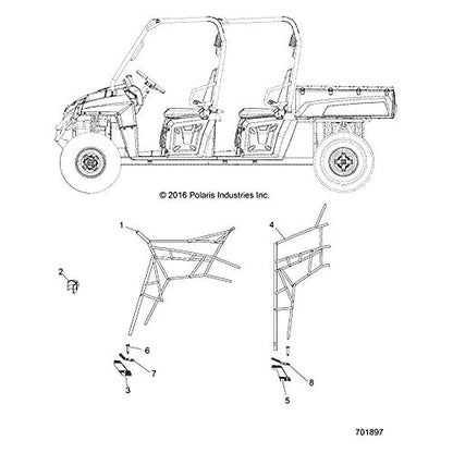 Polaris Ranger Side Net Mount, Lower, Genuine OEM Part 5438777, Qty 1