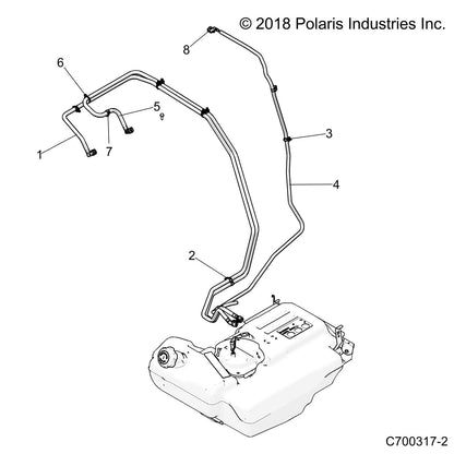 Polaris RZR Supply Fuel Line Assembly, Genuine OEM Part 2521488, Qty 1