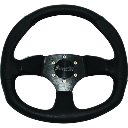 DragonFire Racing Steering Wheels - D-Shaped- Vinyl- Black- 0in offset