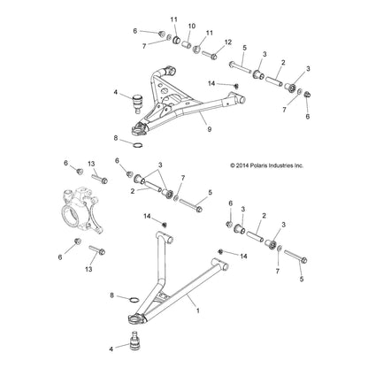 Polaris RZR Control Arm Weld, Front, Upper, Right, Cloud Silver, Genuine OEM Part 1018819-385, Qty 1