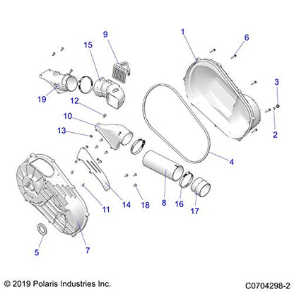 Polaris Ranger Clutch Cover Assembly, Outer, Genuine OEM Part 2637486, Qty 1