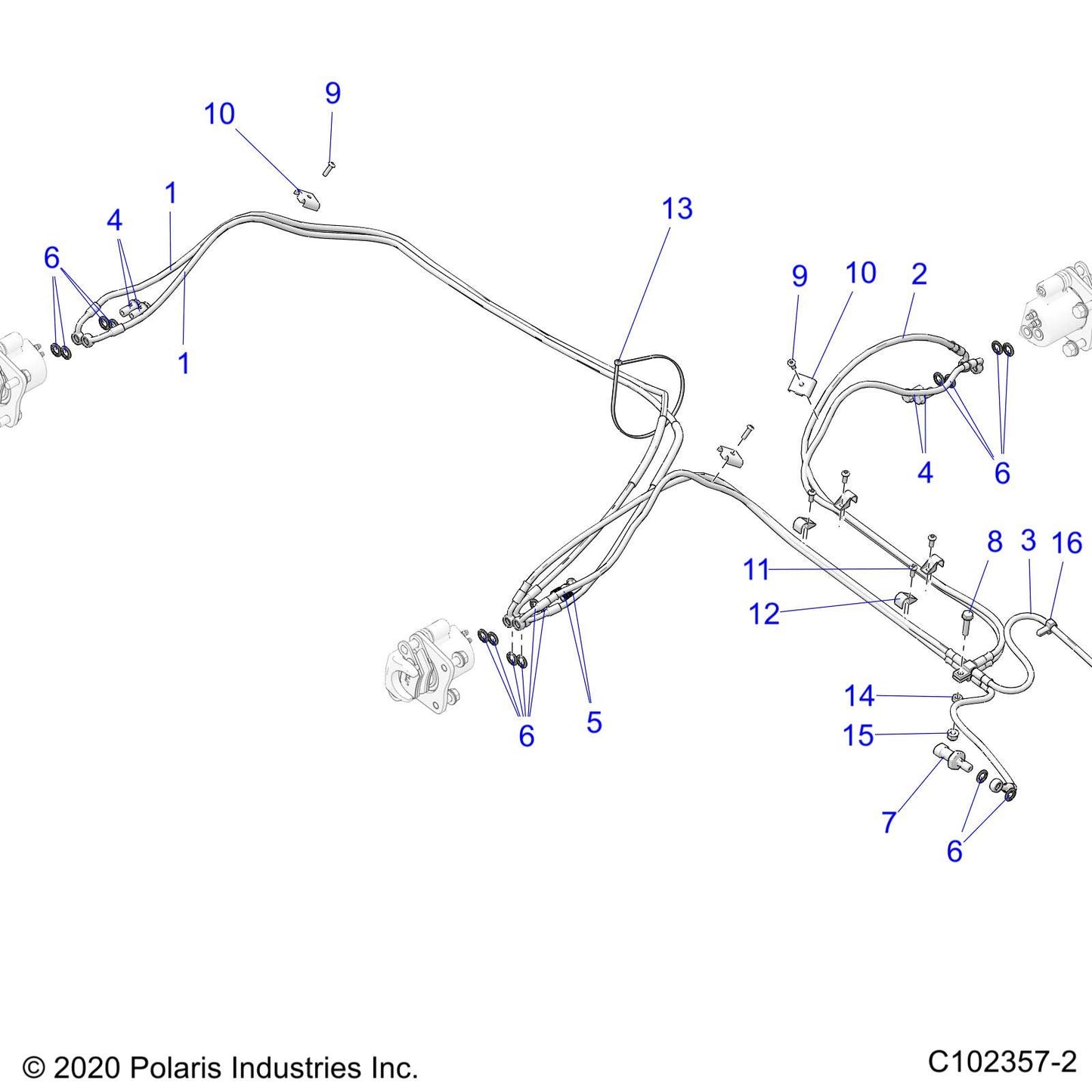 Polaris ATV Brake Line, Aux, Genuine OEM Part 1913041, Qty 1
