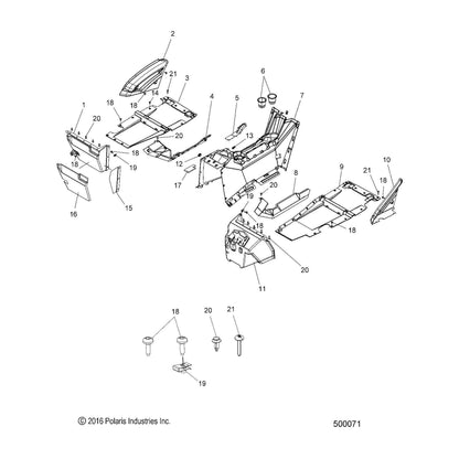 Polaris Slingshot Footwell Thermapatch, Passenger, Genuine OEM Part 5814196, Qty 1