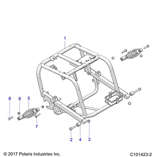 Polaris Ranger Shock Assembly, Rear, Iskyblu [a2][b2], Genuine OEM Part 7045451-737, Qty 1