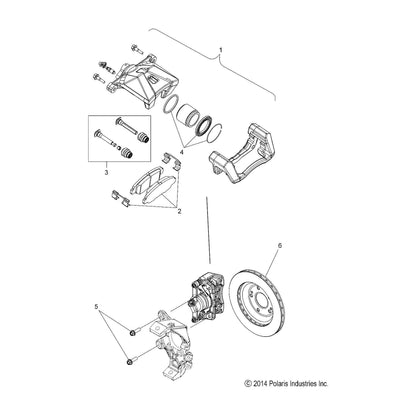 Polaris Slingshot Left Caliper Assembly, 54 mm, Genuine OEM Part 1911741, Qty 1