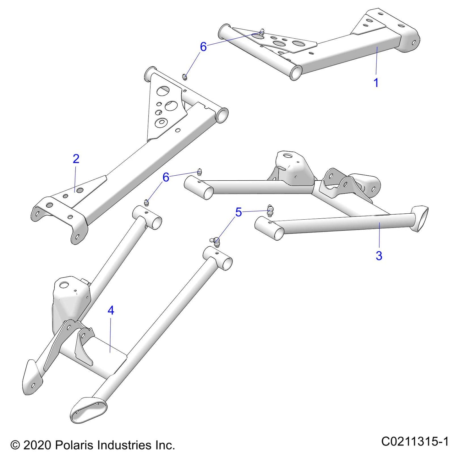 Polaris ATV Weld-UCA, Rear, LH, BLK, Genuine OEM Part 1025619-067, Qty 1