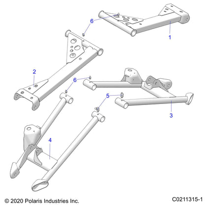 Polaris ATV Weld-UCA, Rear, LH, BLK, Genuine OEM Part 1025619-067, Qty 1