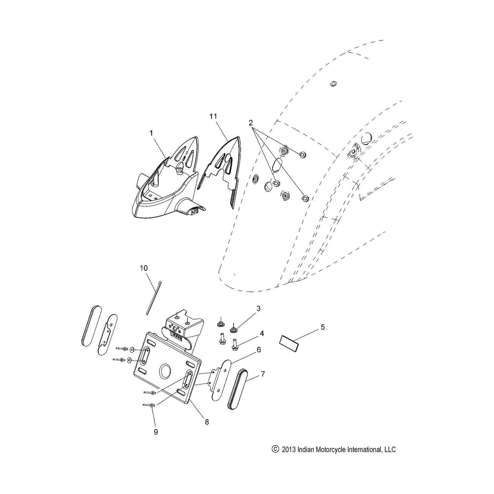 
                      
                        Indian Motorcycle License Plate Bracket, Genuine OEM Part 5455611, Qty 1
                      
                    