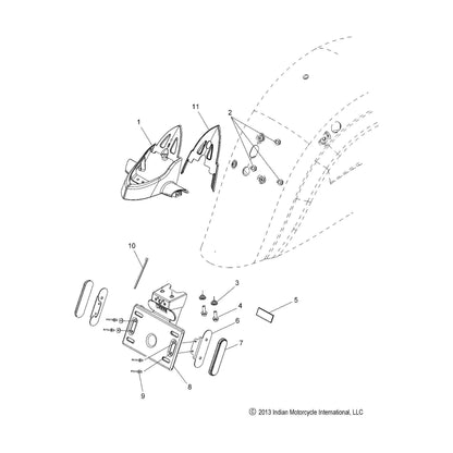 Indian Motorcycle License Plate Bracket, Genuine OEM Part 5455611, Qty 1