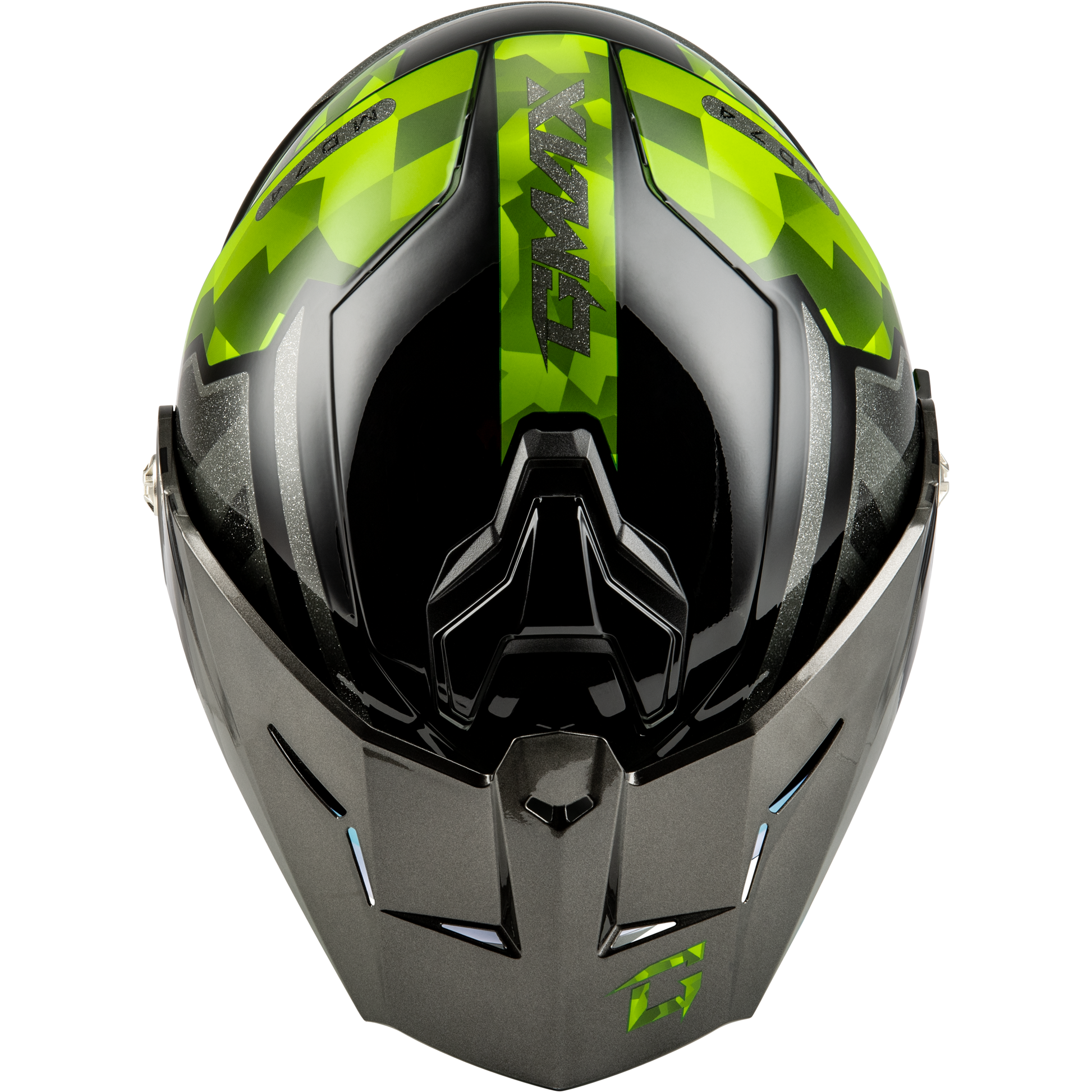 Md 74 Striker Modular Helmet W Gld Shld Blk/Slvr/Grn Mtlc Lg