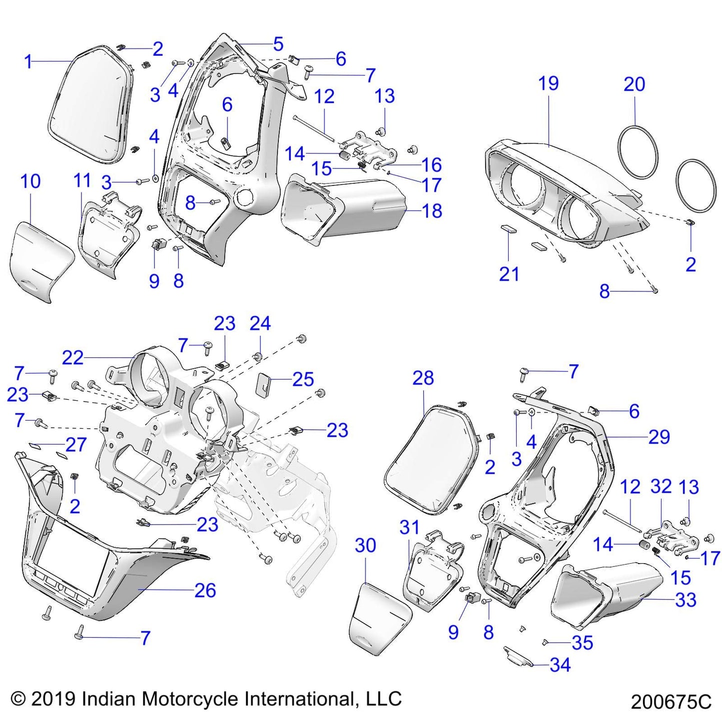 Indian Motorcycle DASH-RH,SMKTITNMET, Genuine OEM Part 5456887-632, Qty 1