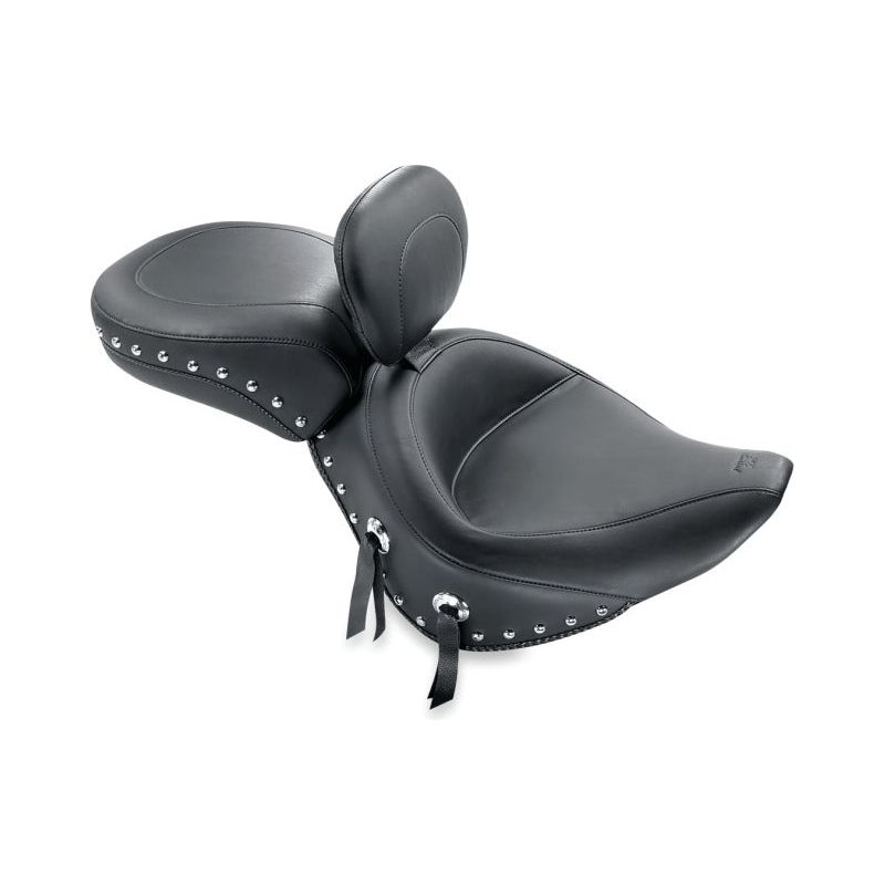 Mustang 00-15 Harley Softail Standard Rear Tire Wide Touring Recessed Passenger Seat w/Studs - Black
